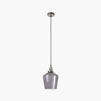 Pacific Emmanuelle Antique Silver Metal and Smoke Glass Pendant 35-127