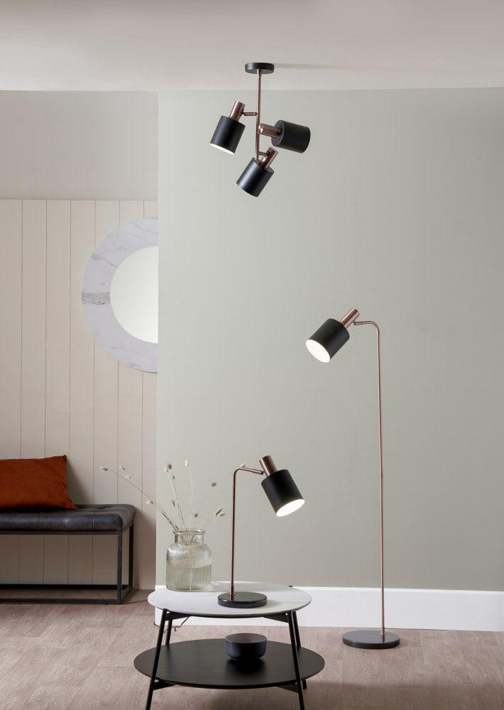 Pacific Biba Black and Antique Copper 3 Light Electrified Pendant 35-154