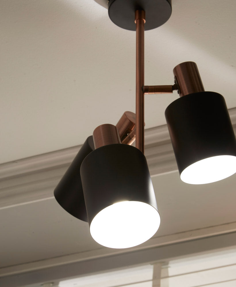 Pacific Biba Black and Antique Copper 3 Light Electrified Pendant 35-154