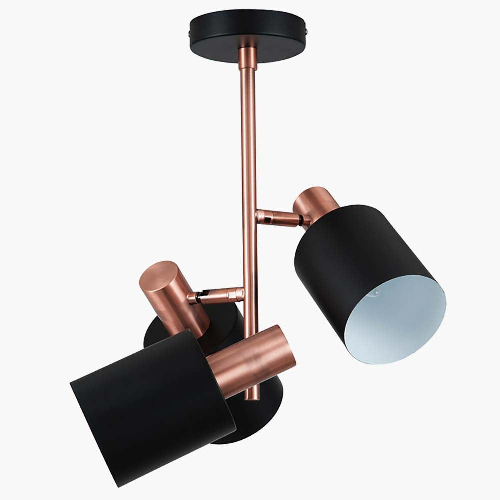 Pacific Biba Black and Antique Copper 3 Light Electrified Pendant 35-154