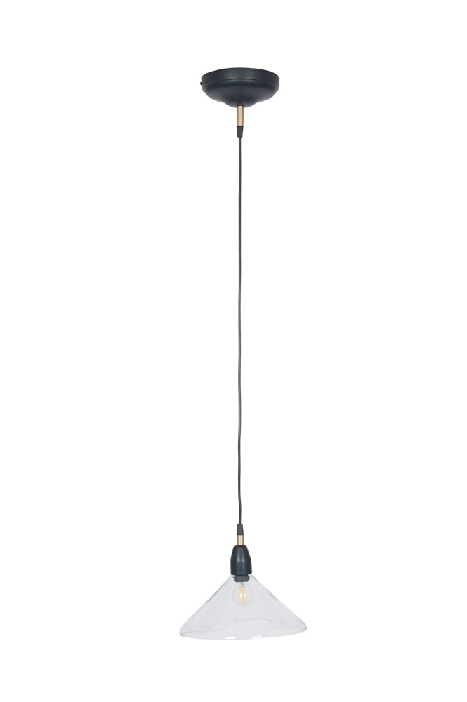 Pacific Canton Matt Black Metal and Glass Cone Pendant 35-186