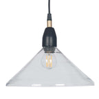 Pacific Canton Matt Black Metal and Glass Cone Pendant 35-186