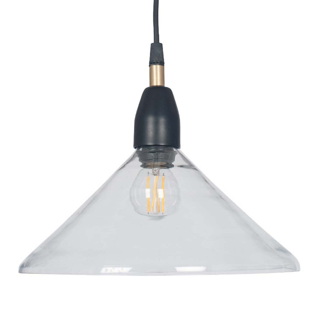 Pacific Canton Matt Black Metal and Glass Cone Pendant 35-186
