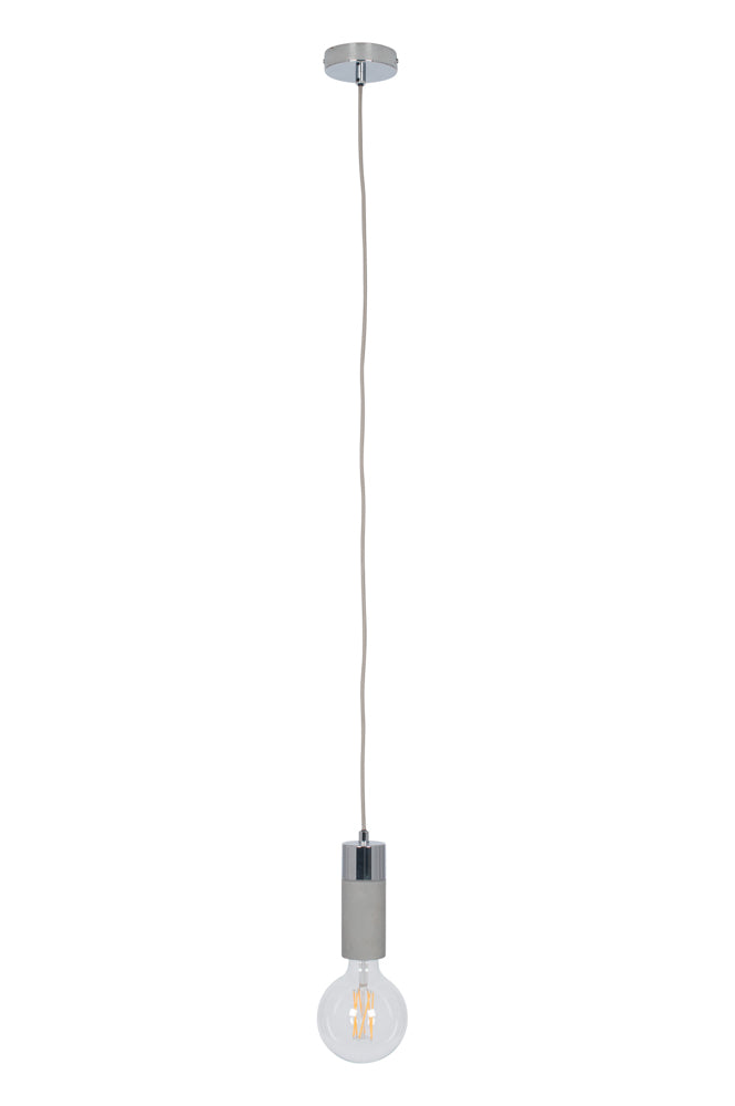 Pacific Frowick Concrete and Brushed Chrome Ceiling Fitting 35-193