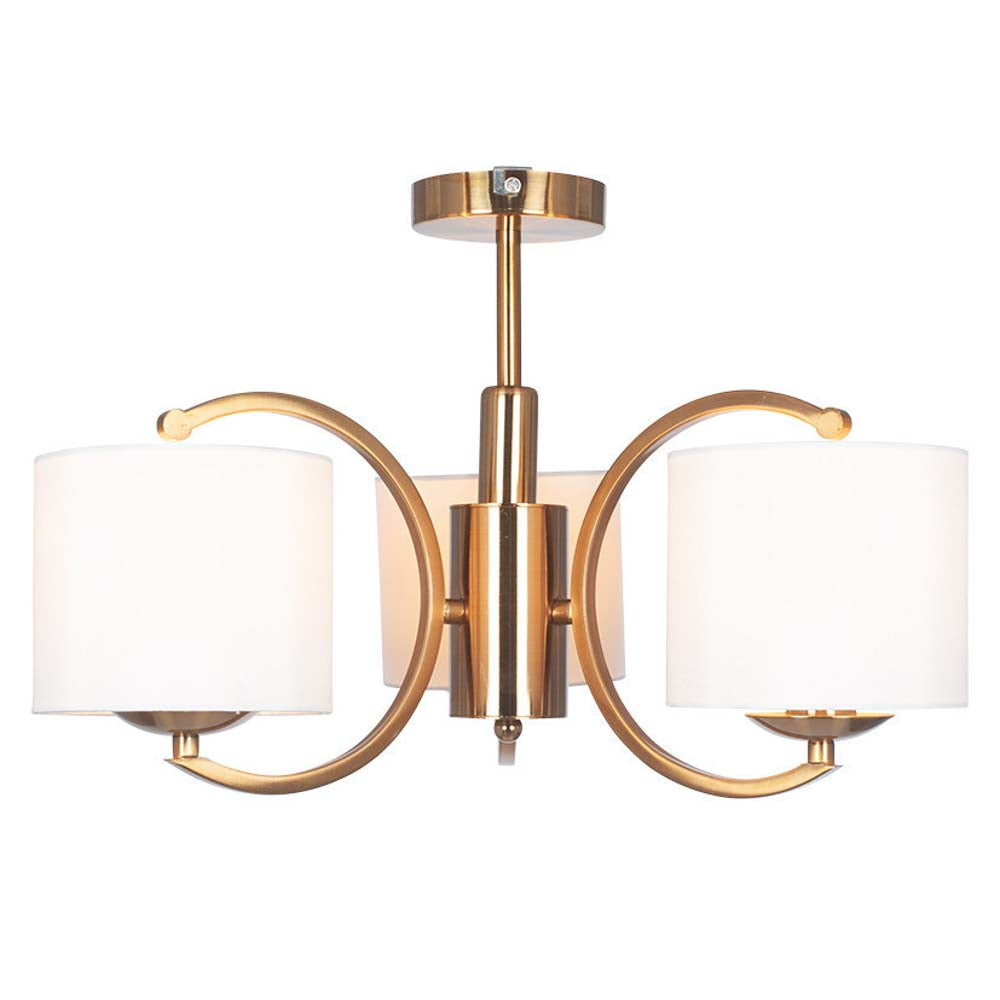 Pacific Arcadia Satin Brass Metal Curved 3 Arm Semi Flush Pendant 35-220