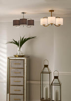Pacific Arcadia Satin Brass Metal Curved 3 Arm Semi Flush Pendant 35-220