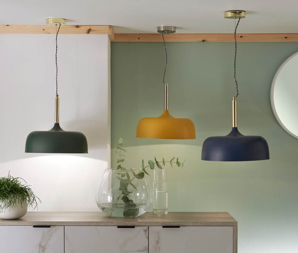 Pacific Anke Matt Indigo Domed Metal Pendant 35-233