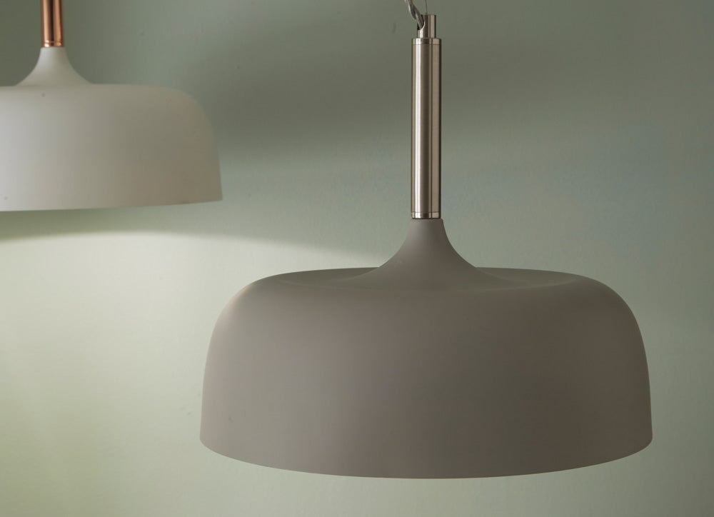 Pacific Anke Matt Grey Domed Metal Pendant 35-234