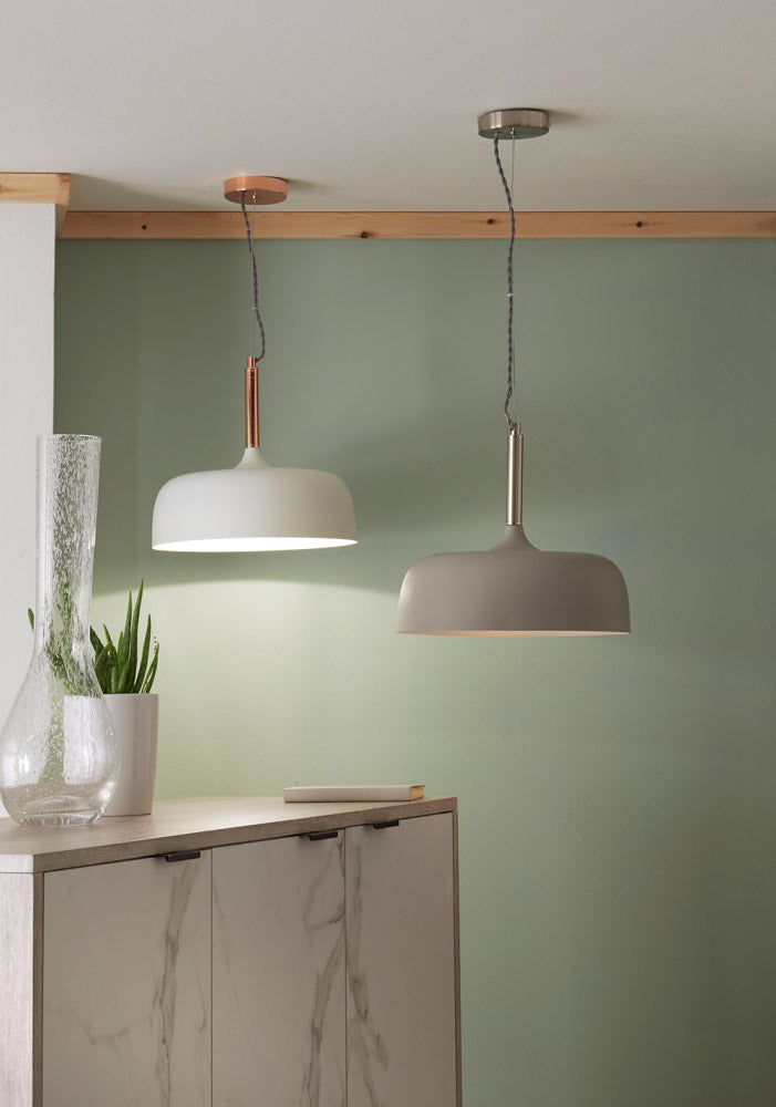 Pacific Anke Matt Grey Domed Metal Pendant 35-234