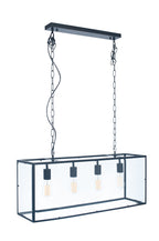 Pacific Llewellyn Matt Black Metal and Glass Four Bulb Pendant 35-253
