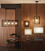 Pacific Llewellyn Matt Black Metal and Glass Four Bulb Pendant 35-253
