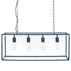 Pacific Llewellyn Matt Black Metal and Glass Four Bulb Pendant 35-253