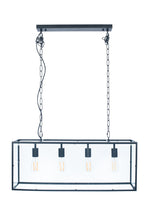 Pacific Llewellyn Matt Black Metal and Glass Four Bulb Pendant 35-253