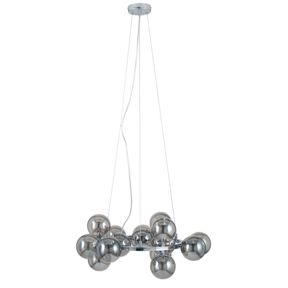 Pacific Vecchio Smoke Glass Ball and Chrome Metal Pendant 35-283