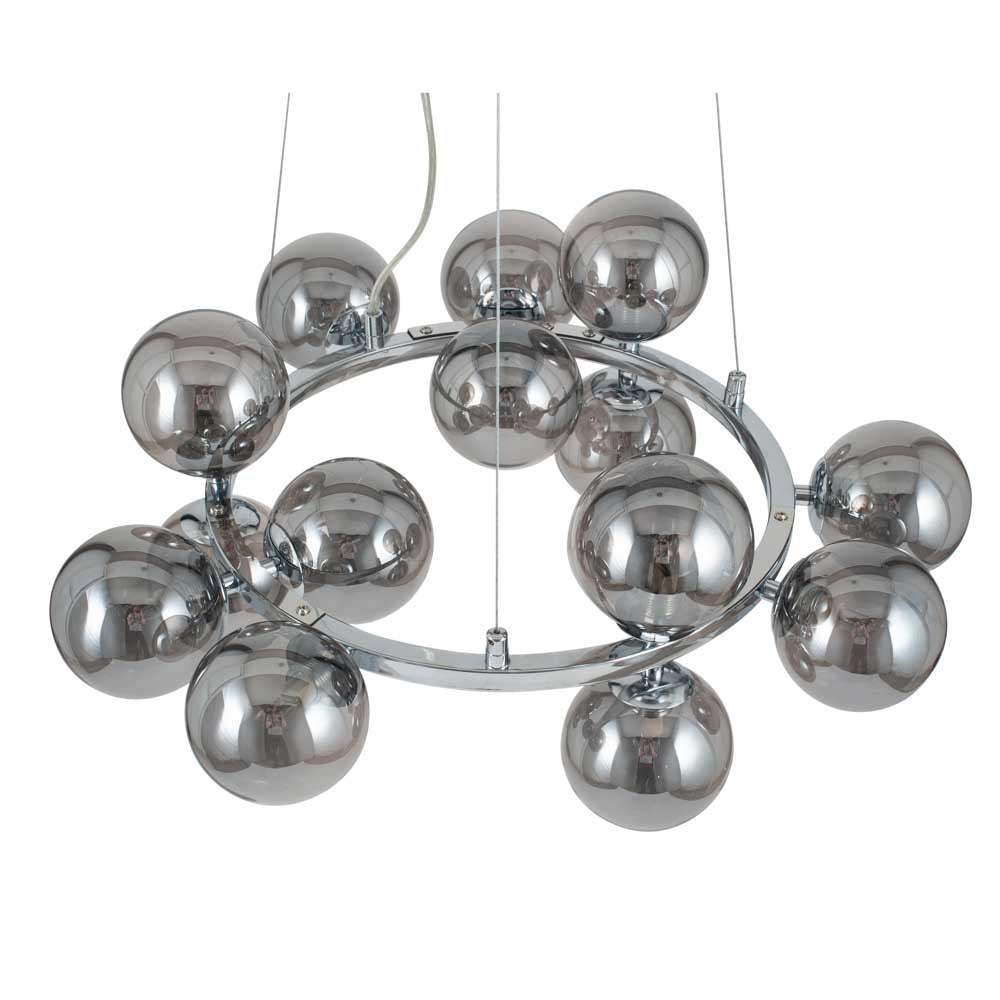 Pacific Vecchio Smoke Glass Ball and Chrome Metal Pendant 35-283