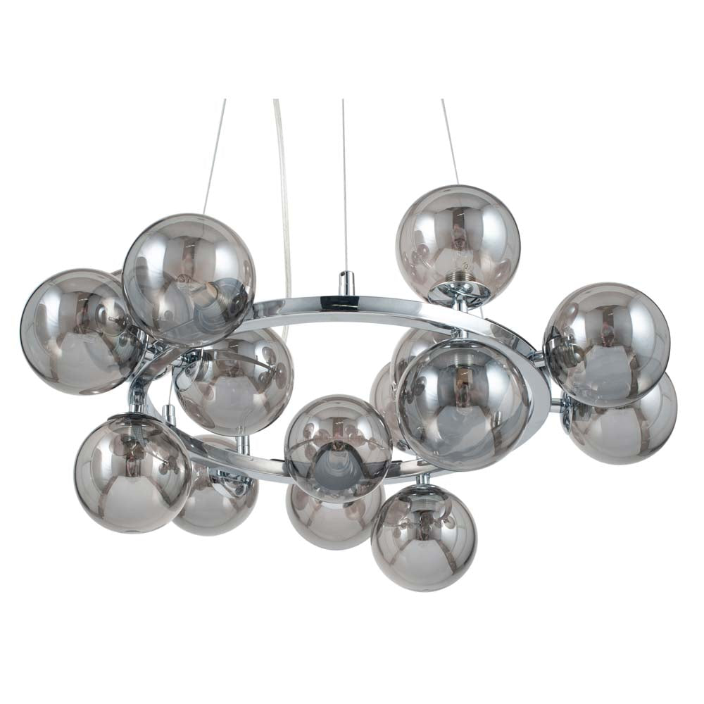 Pacific Vecchio Smoke Glass Ball and Chrome Metal Pendant 35-283