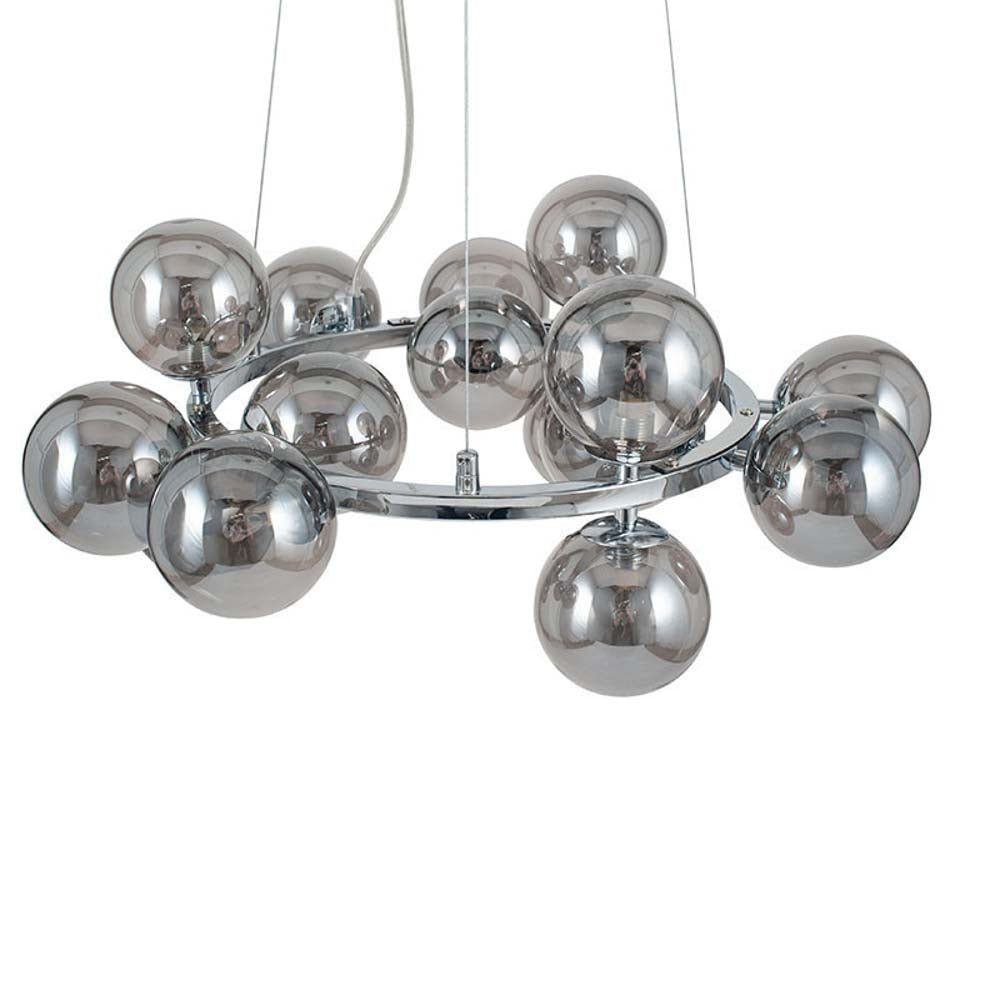Pacific Vecchio Smoke Glass Ball and Chrome Metal Pendant 35-283