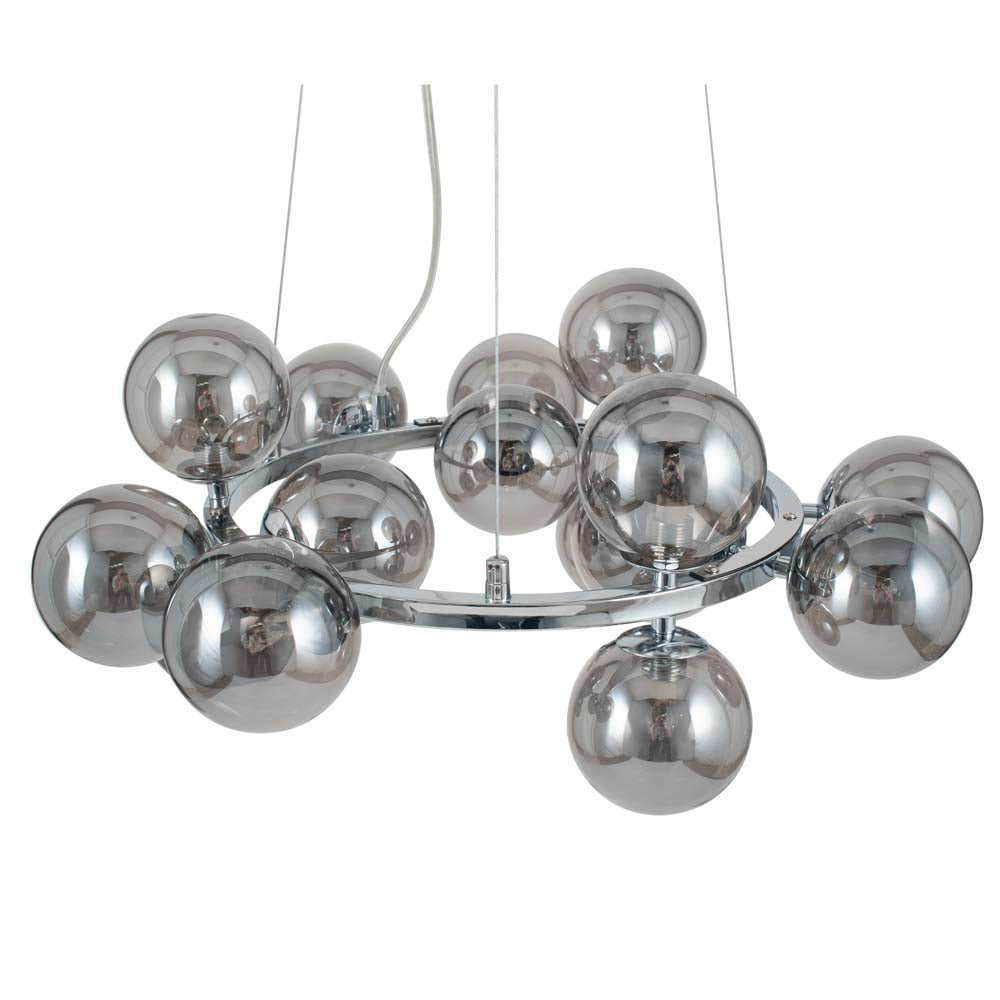 Pacific Vecchio Smoke Glass Ball and Chrome Metal Pendant 35-283