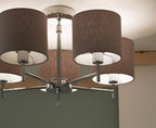 Pacific Plaza Silver Metal and Grey Linen 5 Arm Pendant 35-288