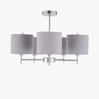 Pacific Plaza Silver Metal and Grey Linen 5 Arm Pendant 35-288
