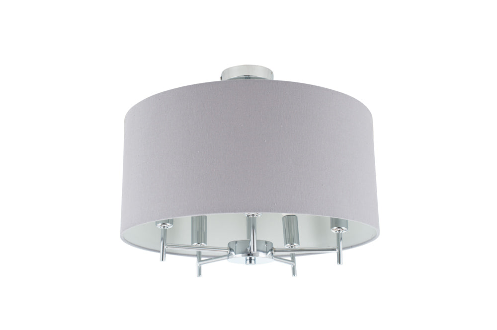 Pacific Plaza Silver Metal and Grey Linen Pendant 35-289