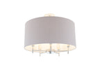 Pacific Plaza Silver Metal and Grey Linen Pendant 35-289
