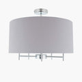 Pacific Plaza Silver Metal and Grey Linen Pendant 35-289