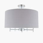 Pacific Plaza Silver Metal and Grey Linen Pendant 35-289