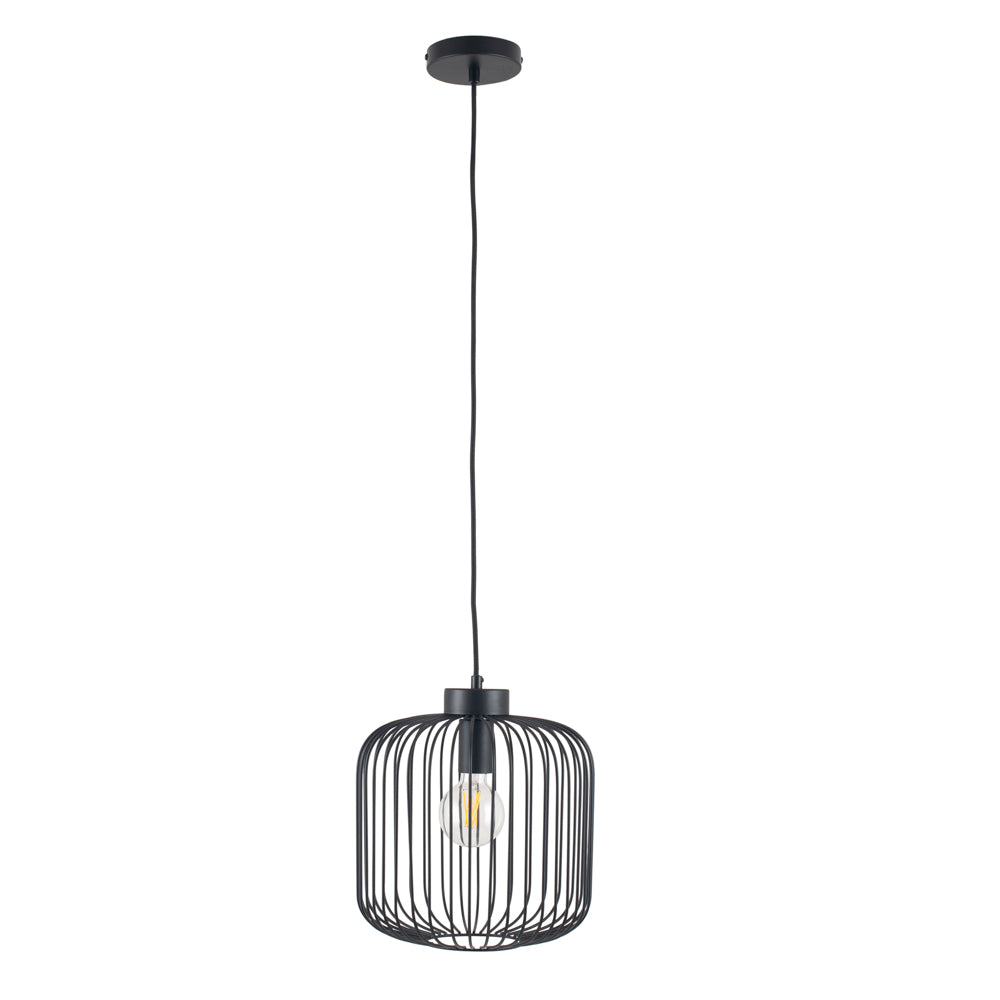 Pacific Dania Matt Black Metal Wire Pendant 35-299
