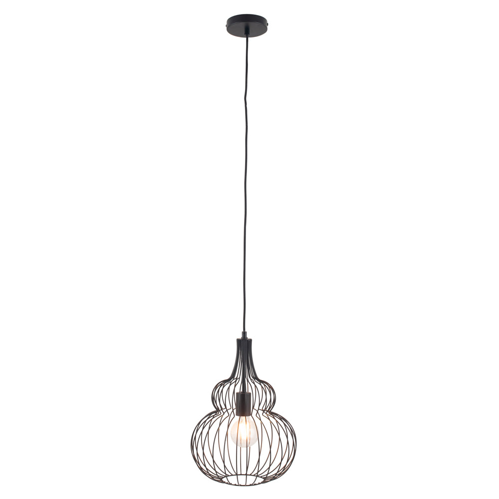 Pacific Dania Matt Black Metal Shaped Wire Pendant 35-300