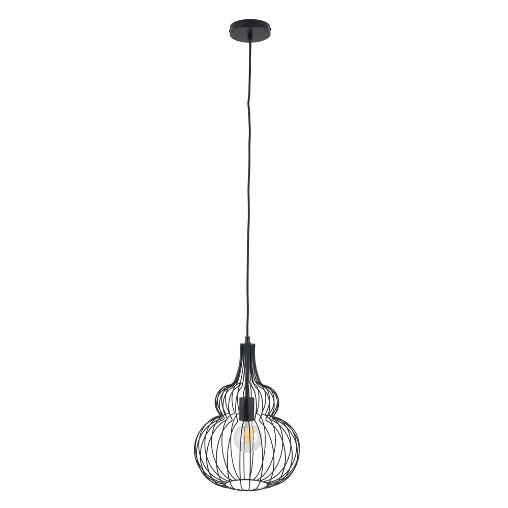 Pacific Dania Matt Black Metal Shaped Wire Pendant 35-300