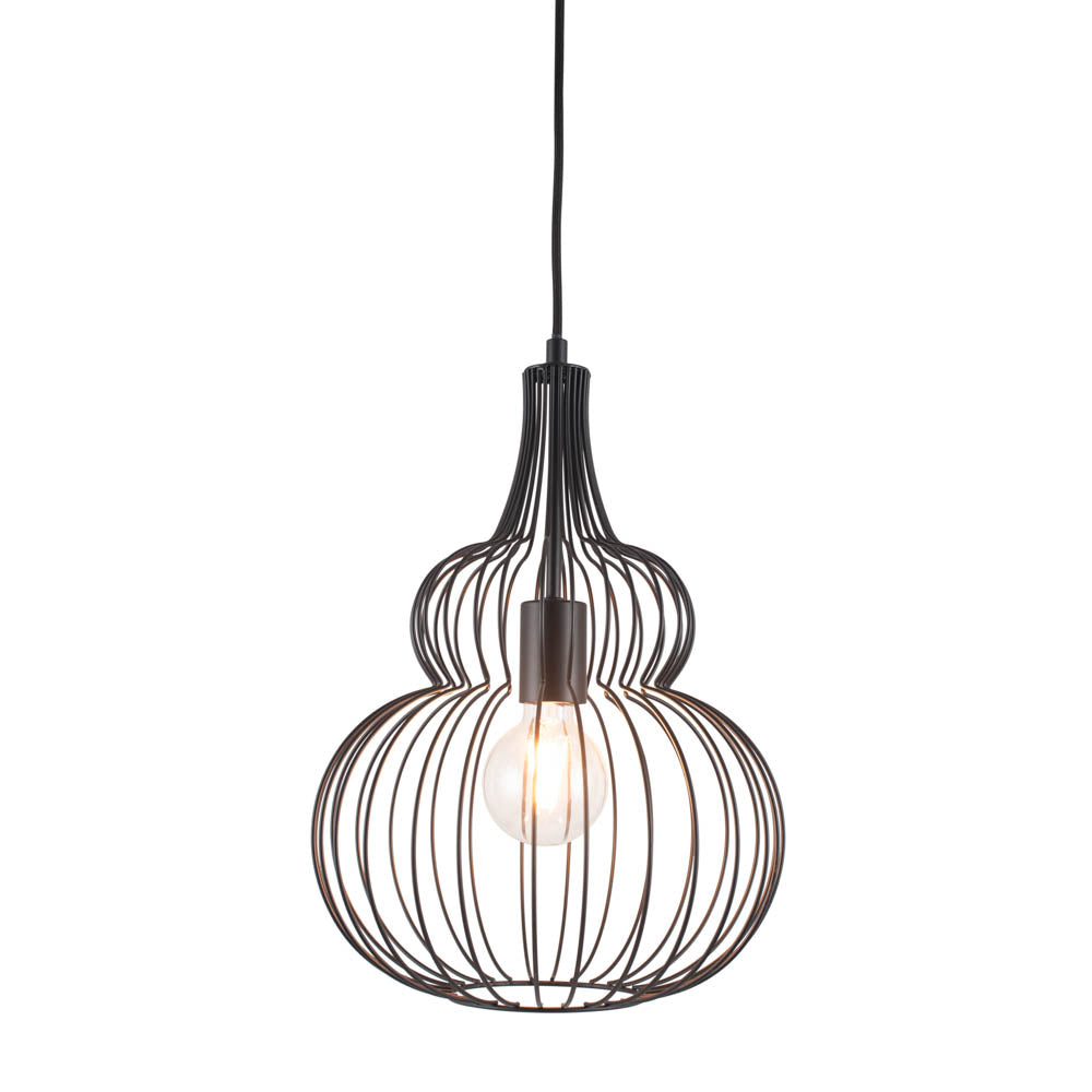Pacific Dania Matt Black Metal Shaped Wire Pendant 35-300
