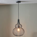 Pacific Dania Matt Black Metal Shaped Wire Pendant 35-300