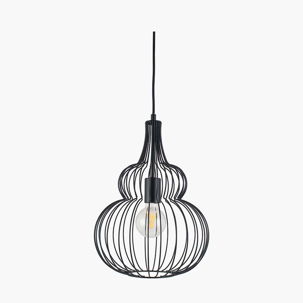 Pacific Dania Matt Black Metal Shaped Wire Pendant 35-300