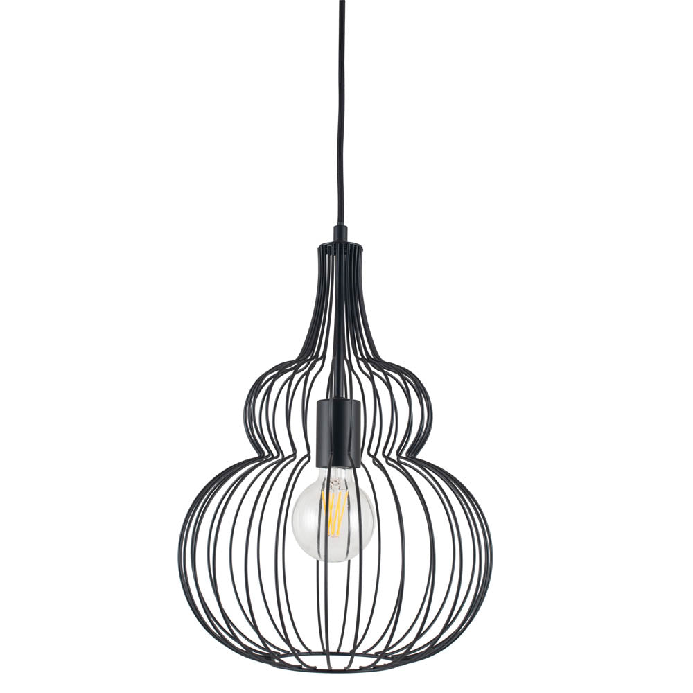 Pacific Dania Matt Black Metal Shaped Wire Pendant 35-300
