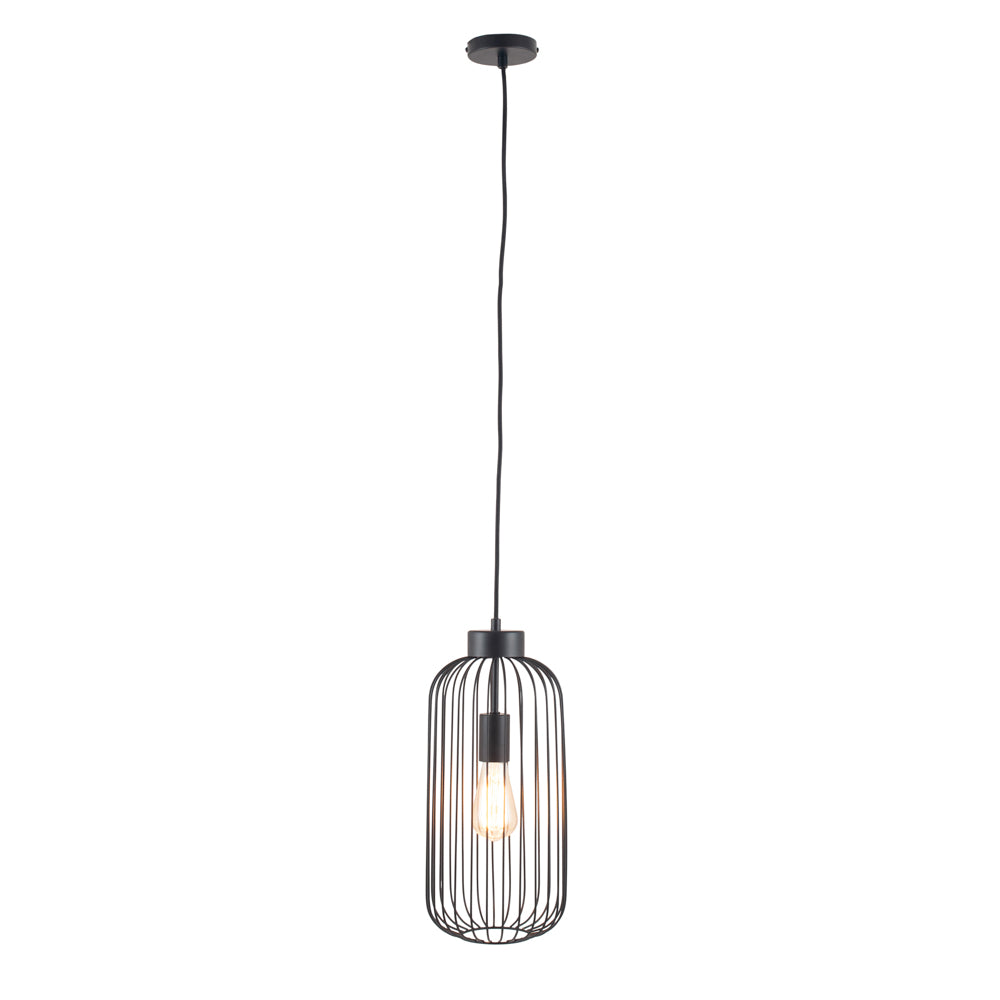 Pacific Dania Matt Black Metal Wire Tall Pendant 35-304