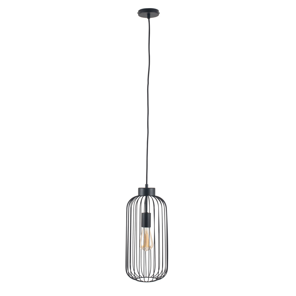 Pacific Dania Matt Black Metal Wire Tall Pendant 35-304