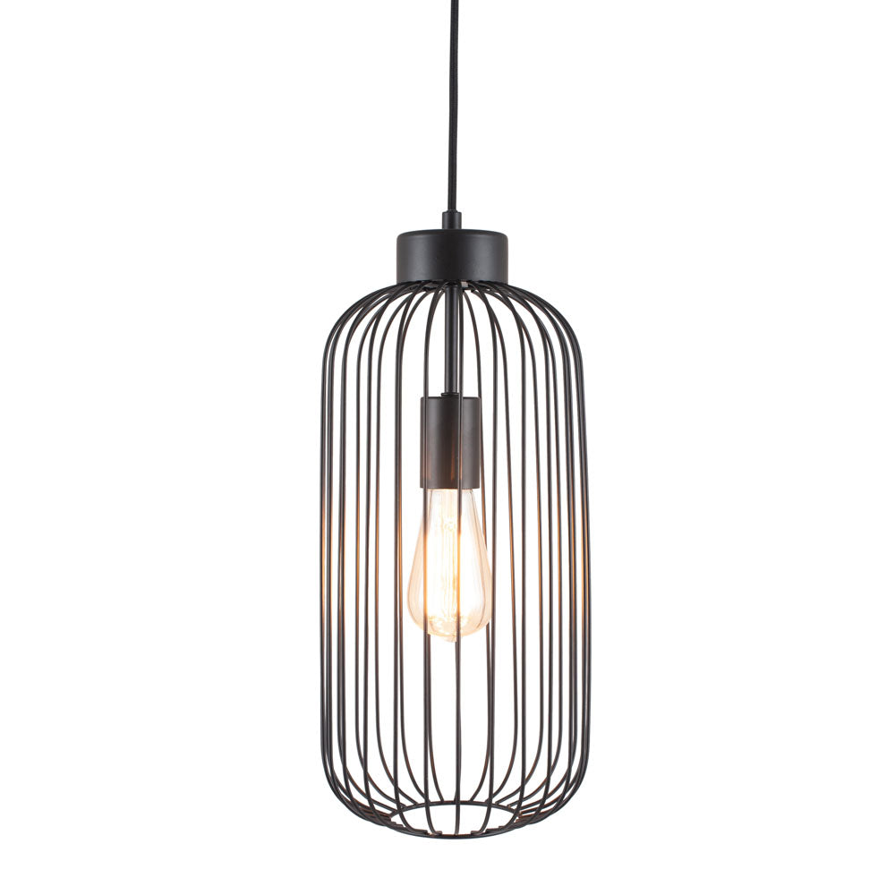 Pacific Dania Matt Black Metal Wire Tall Pendant 35-304