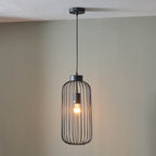 Pacific Dania Matt Black Metal Wire Tall Pendant 35-304