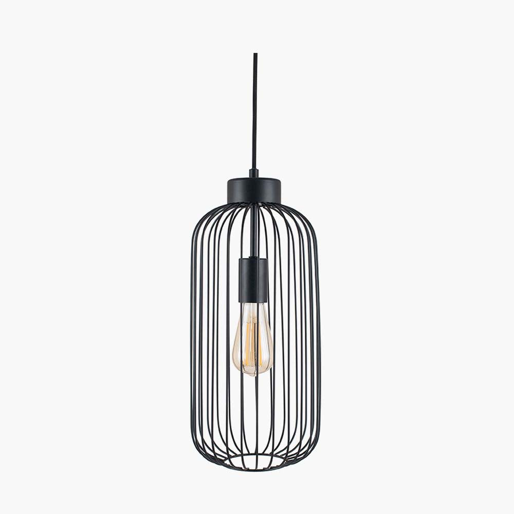 Pacific Dania Matt Black Metal Wire Tall Pendant 35-304