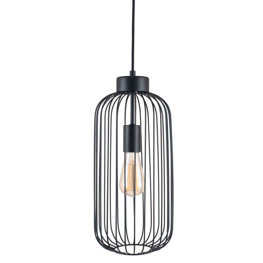 Pacific Dania Matt Black Metal Wire Tall Pendant 35-304
