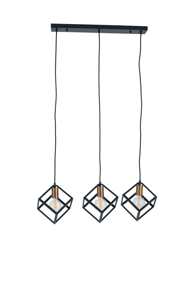 Pacific Alessio Matt Black Metal Three Cube Pendant 35-305