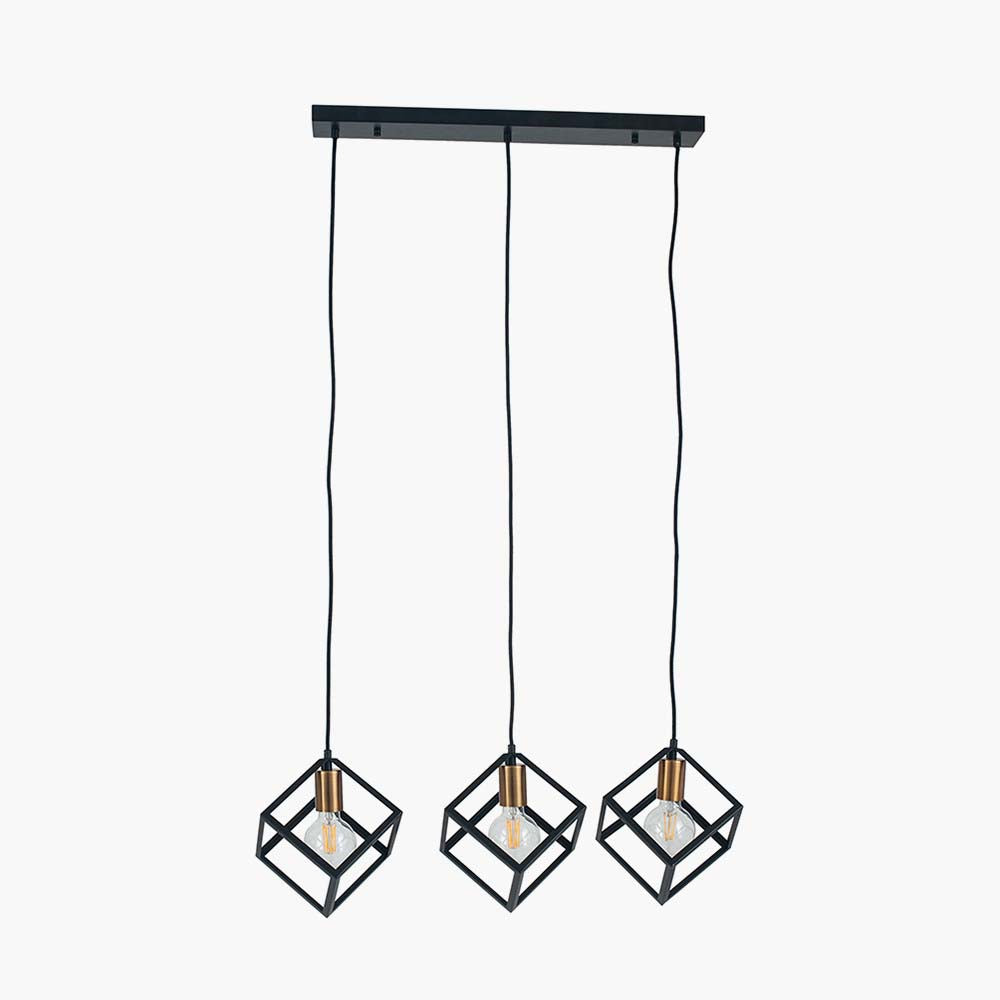 Pacific Alessio Matt Black Metal Three Cube Pendant 35-305