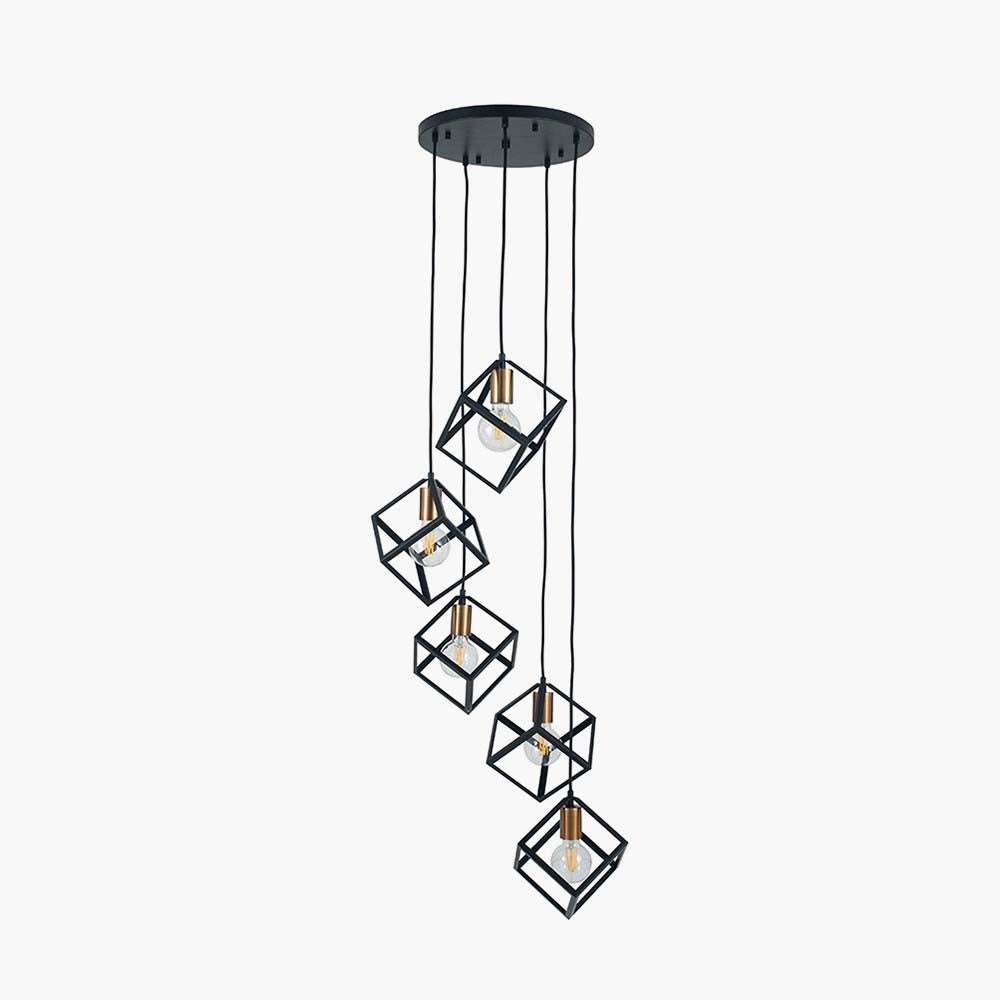 Pacific Alessio Matt Black Metal Five Cube Pendant 35-306