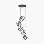 Pacific Alessio Matt Black Metal Five Cube Pendant 35-306