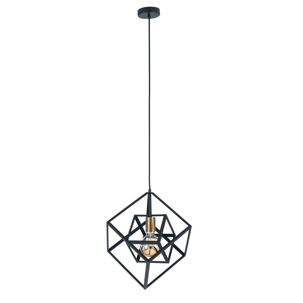 Pacific Alessio Matt Black Metal Cube Pendant 35-307