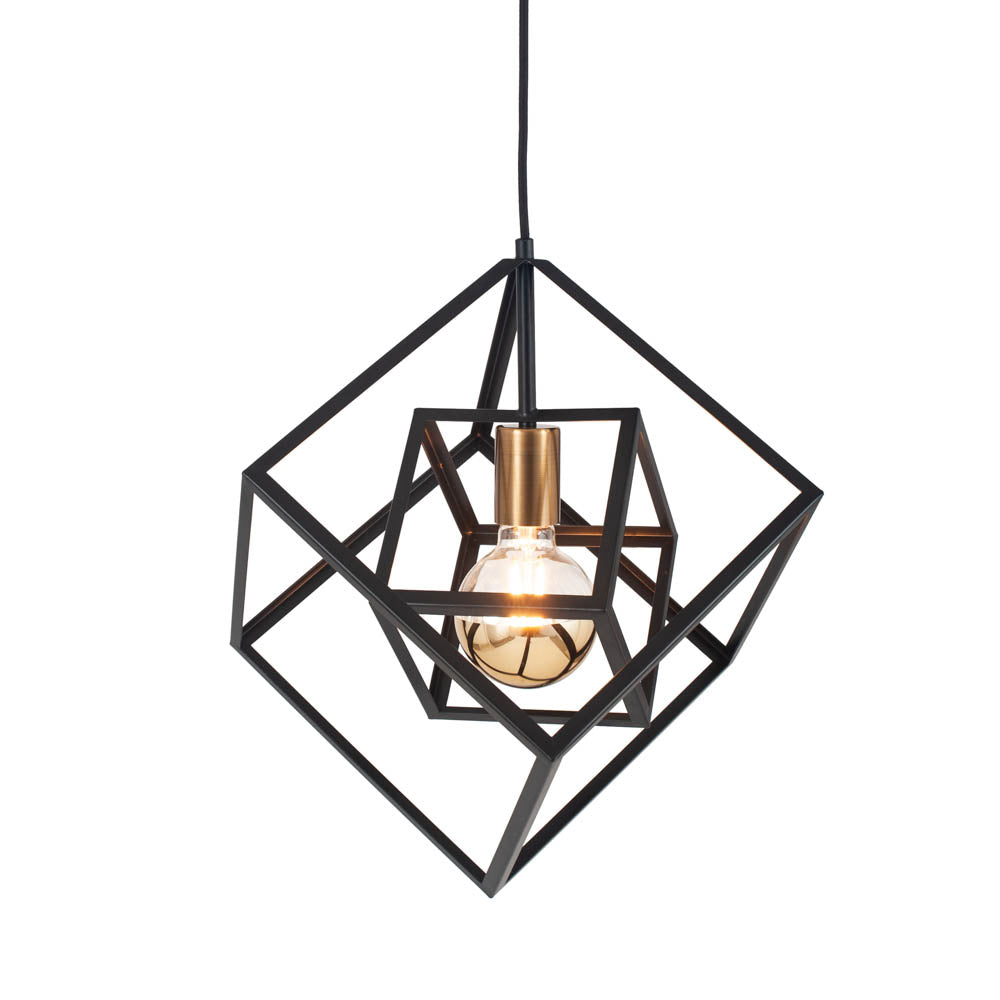 Pacific Alessio Matt Black Metal Cube Pendant 35-307