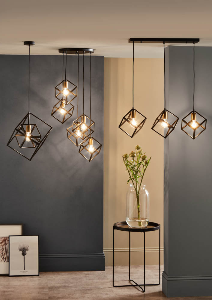 Pacific Alessio Matt Black Metal Cube Pendant 35-307