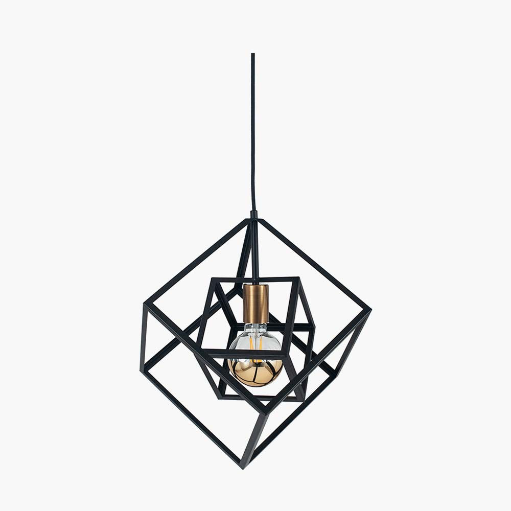 Pacific Alessio Matt Black Metal Cube Pendant 35-307