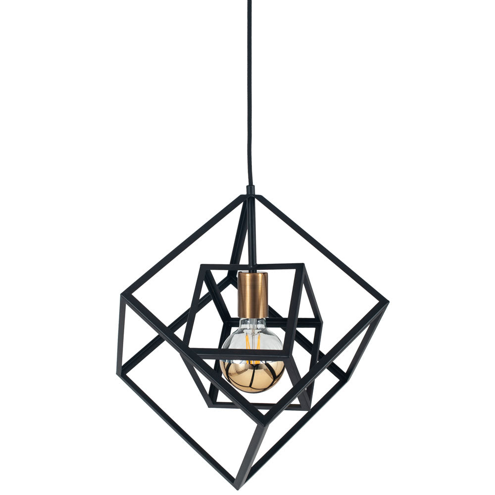 Pacific Alessio Matt Black Metal Cube Pendant 35-307